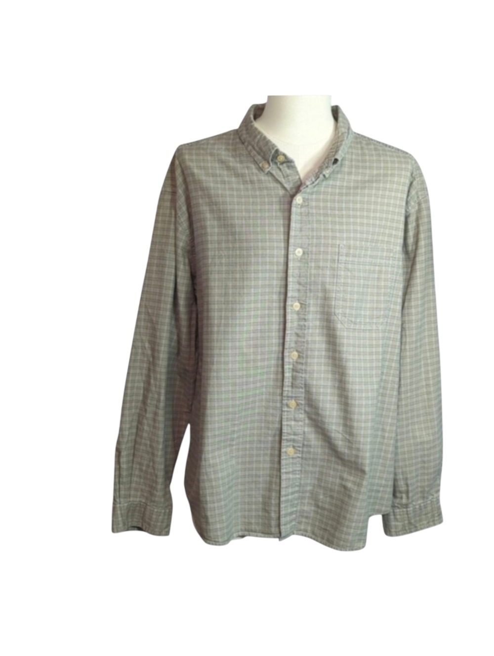 Eddie Bauer Long Sleeve Tan Plaid Button Down Shirt Size XXL